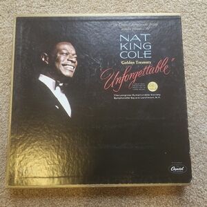 Nat King Cole 'Unforgettable' Vinyl Album - Black Cover with Gold Trim